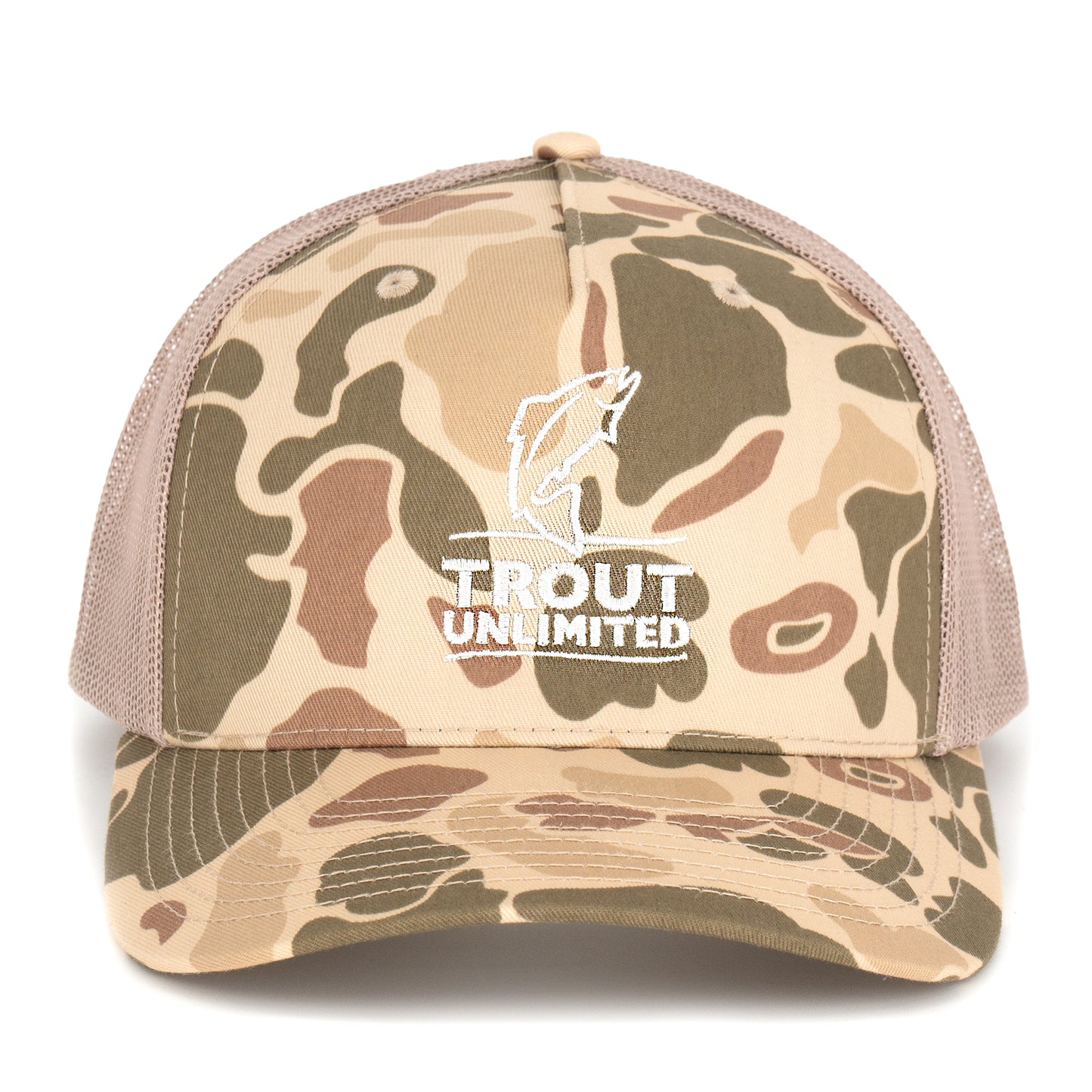 Light Brown Camo Logo Trucker