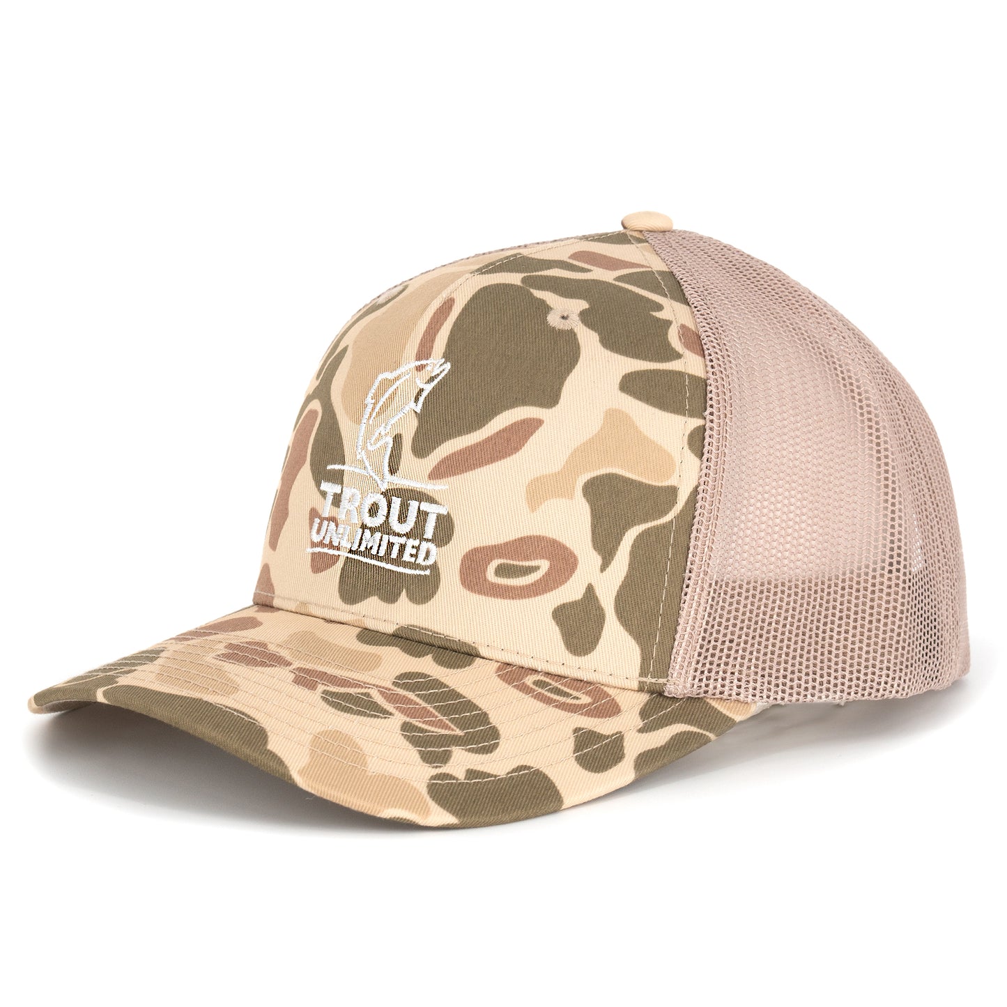 Light Brown Camo Logo Trucker