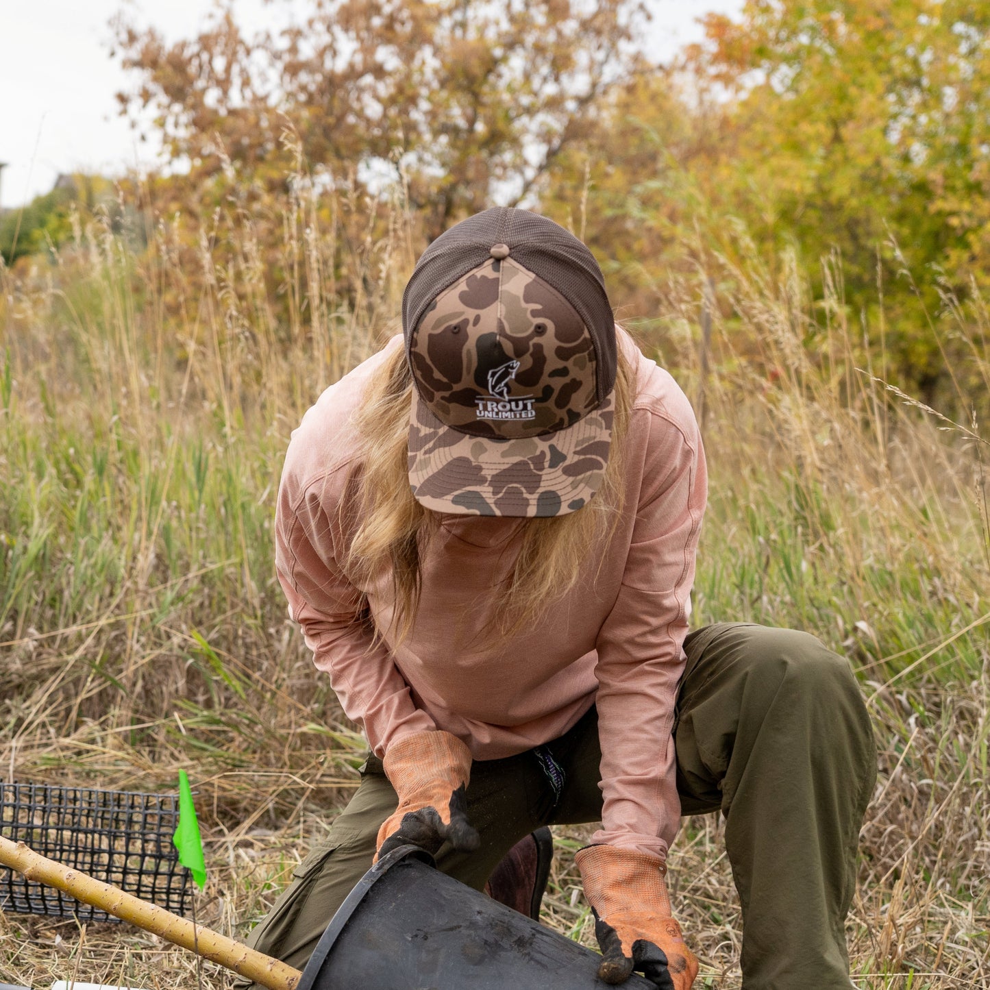 Dark Brown Camo Logo Trucker